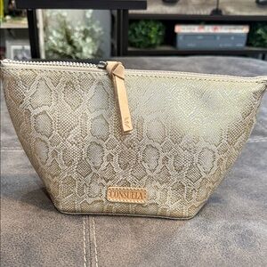 Consuela Metallic Snake Print Cosmetic Bag